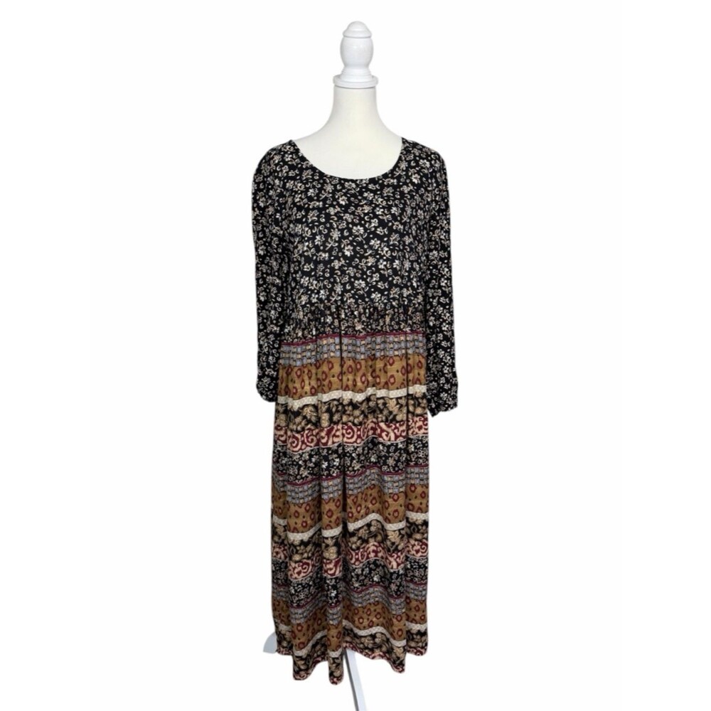 Vintage Molly Malloy Dress LGE Boho Floral Patchwork Maxi Prairie Cottagecore